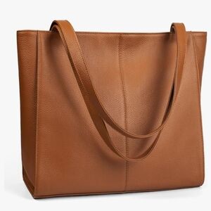 Genuine Leather Tote Bag with Laptop Compartment